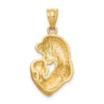 14K Brushed Diamond-cut Mom and Baby Pendant - Image 3