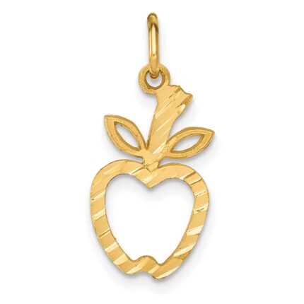 14k Diamond-cut Apple Charm