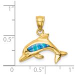14K Lab Created Opal Dolphin Pendant - Image 2