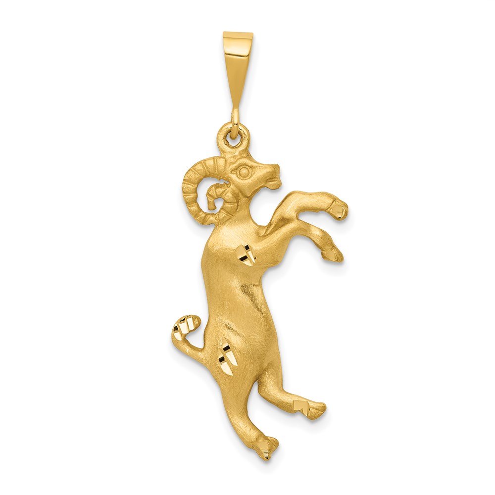 C464.jpg 14k Satin Diamond-cut Aries Zodiac Charm - Image 1