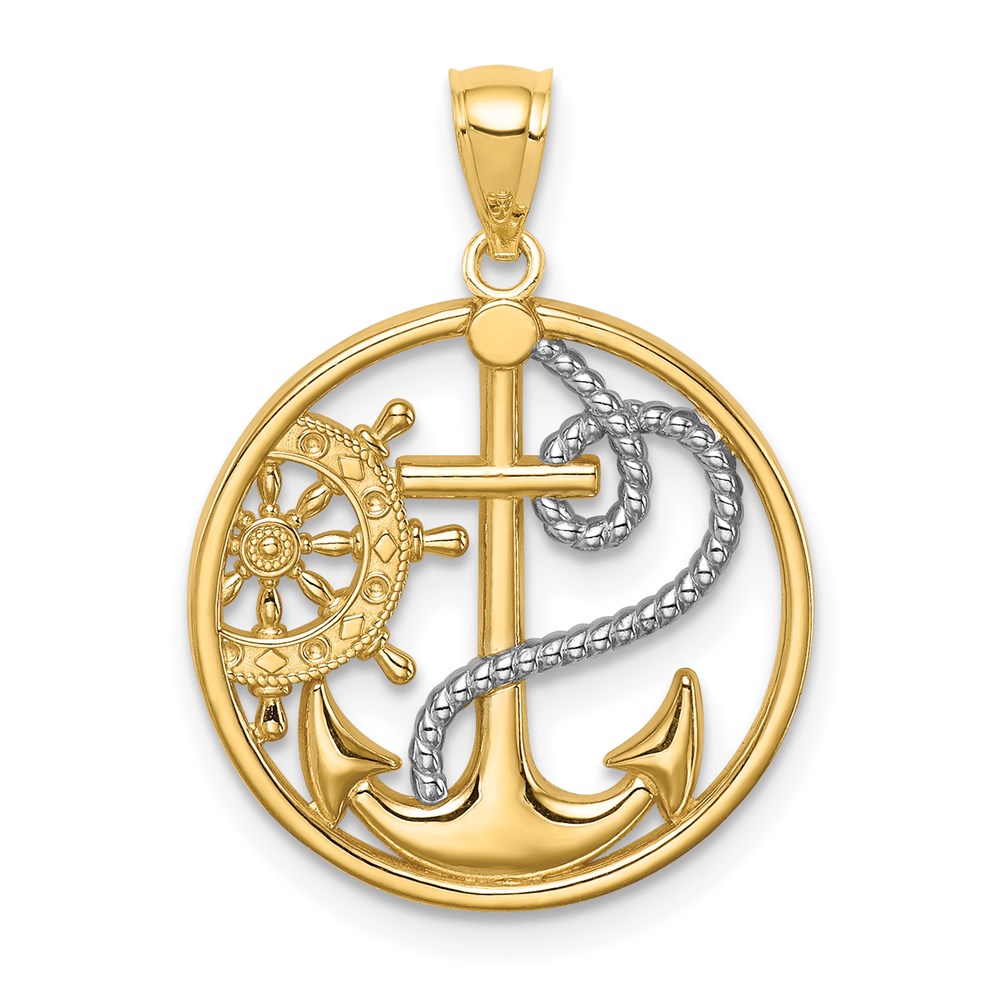 C4649.jpg 14K and White Rhodium Cross/Anchor/Ships Wheel Pendant - Image 1