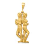 14k Satin Diamond-cut Gemini Zodiac Charm