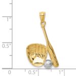 14K and White Rhodium Baseball Glove/Bat/Ball Pendant - Image 2