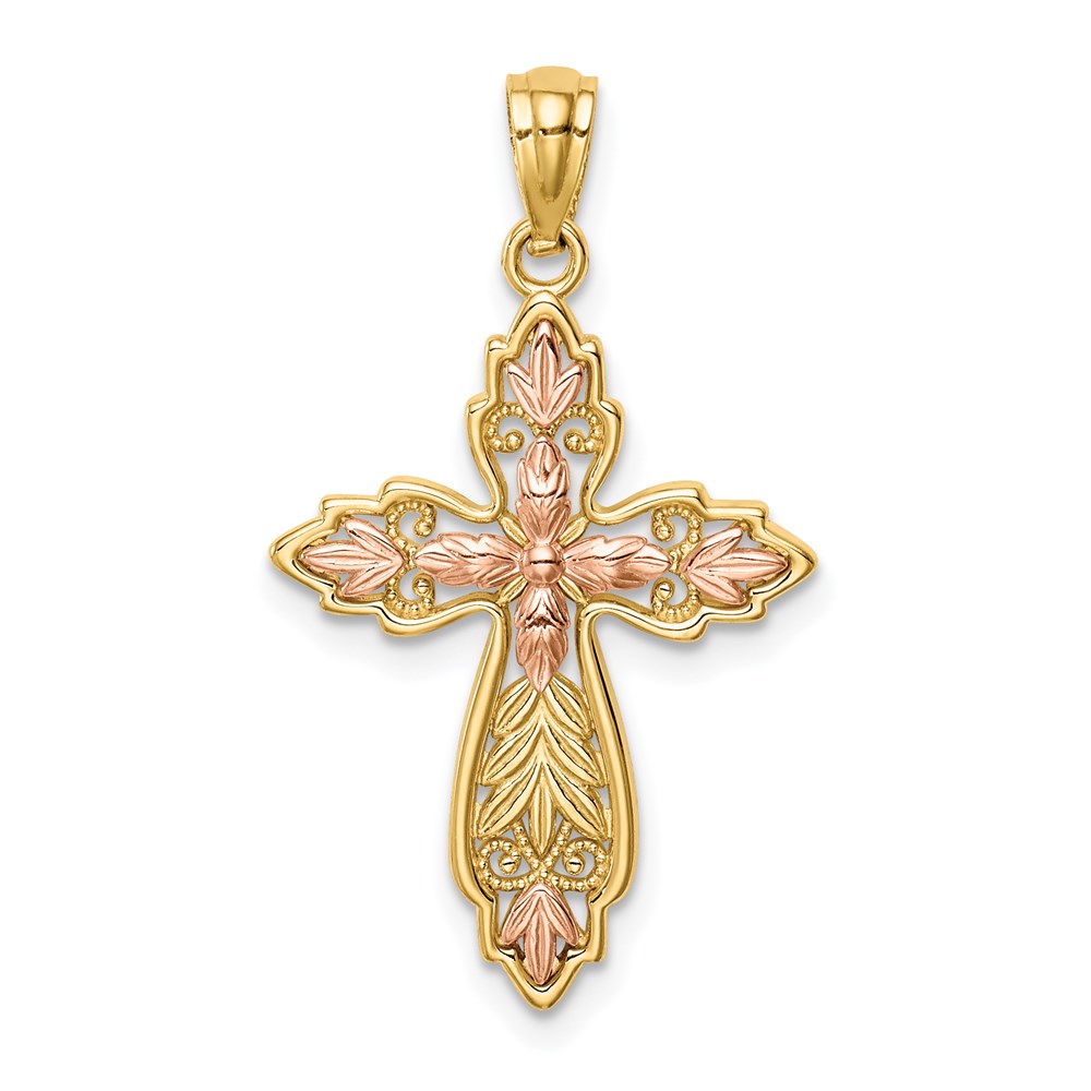 C4692.jpg 14K Two-Tone Cross Pendant - Image 1