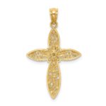 14K White Rhodium Diamond-cut Passion Cross Pendant - Image 3