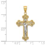 14K Two-Tone with White Rhodium Inri Budded Crucifix - Image 4