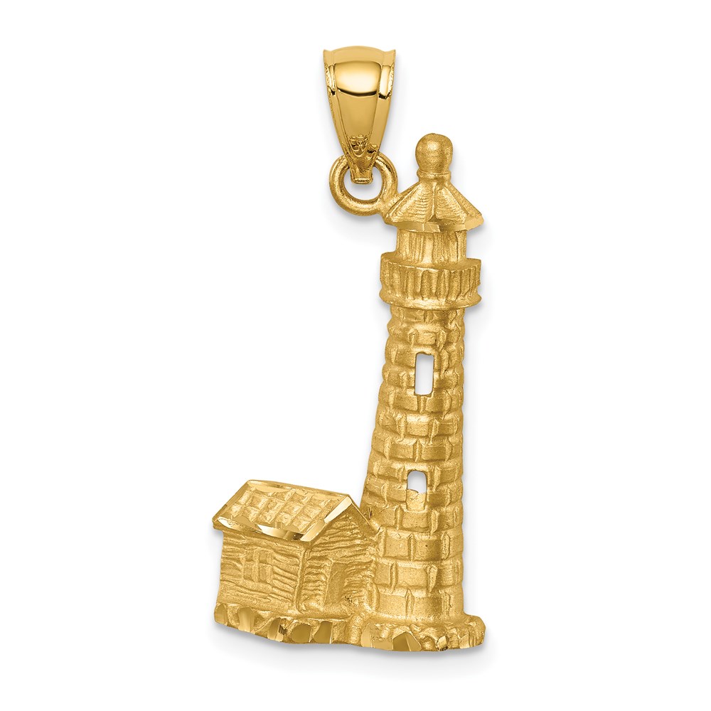 C4726.jpg 14K Brushed Diamond-cut Corolla NC Lighthouse Pendant - Image 1