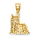14K Satin Diamond-cut Yorkshire Terrier Dog Pendant - Image 3