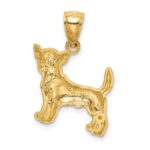 14K Satin Diamond-cut Chihuahua Dog Pendant - Image 3