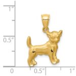14K Satin Diamond-cut Chihuahua Dog Pendant - Image 4