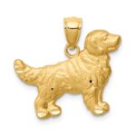 14K Satin Diamond-cut Golden Retriever Dog Pendant