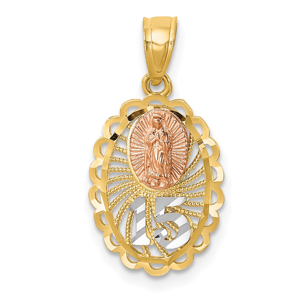 C4746.jpg 14K Two-tone with White Rhodium Our Lady of Guadalupe 15 Pendant - Image 1