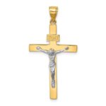 14K Two-tone INRI Crucifix Pendant