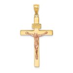 14K Two-tone INRI Crucifix Pendant