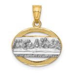 14K and White Rhodium The Last Supper Oval Pendant