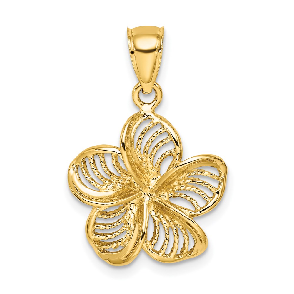 C4823.jpg 14k Beaded and Polished Plumeria Flower Charm - Image 1
