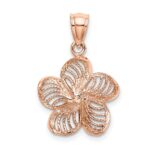 14k Rose Gold Beaded and Polished Plumeria Flower Charm - Image 4