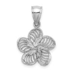 14k White Gold  Beaded and Polished Plumeria Flower Charm - Image 4