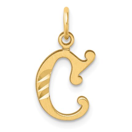 14K Diamond-cut Letter C Initial Charm