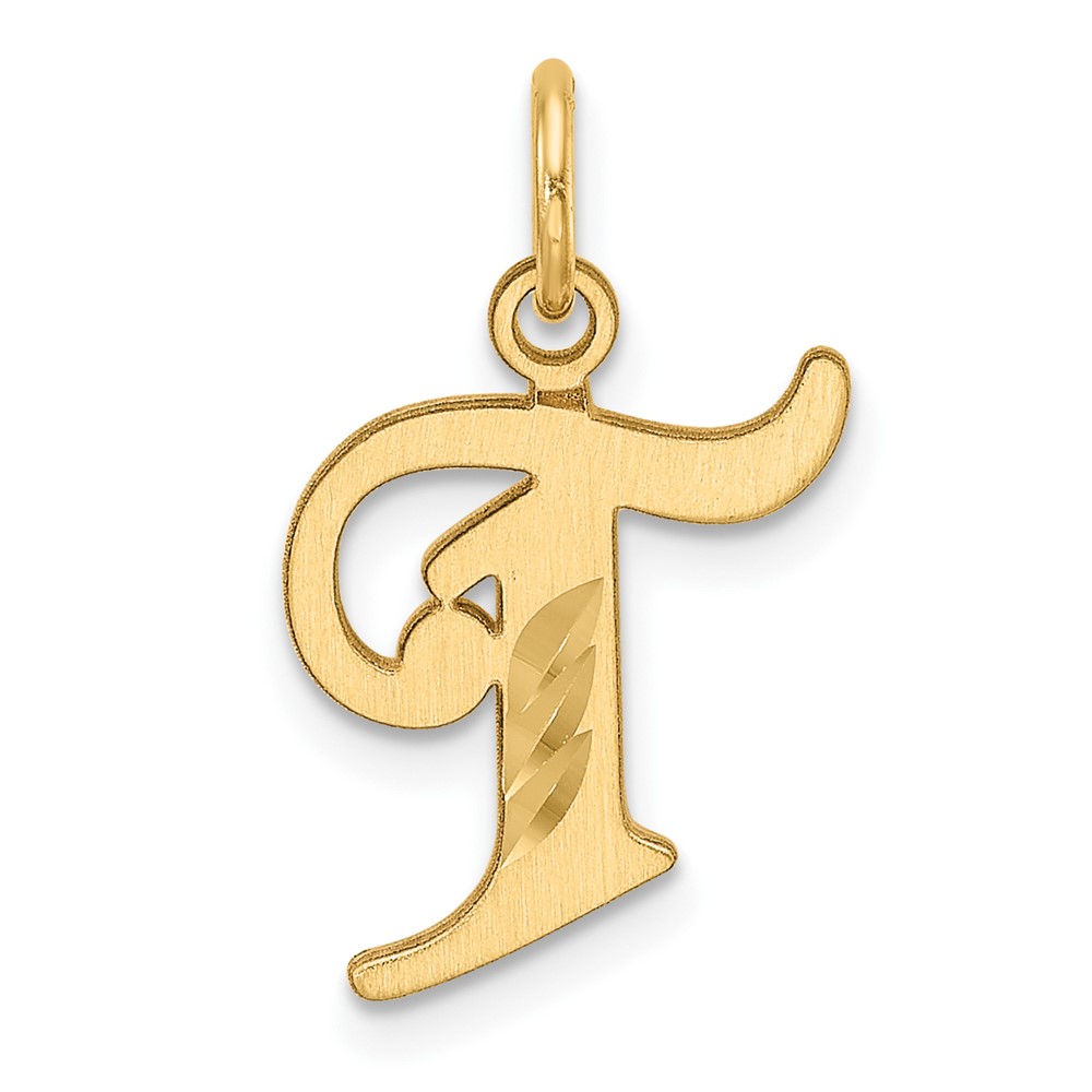 C4833T.jpg 14K Diamond-cut Letter T Initial Charm - Image 1