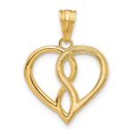 14K and White Rhodium Diamond-cut Infinity Heart Pendant - Image 3