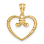 14K and White Rhodium Diamond-cut Heart Pendant - Image 3
