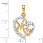 14k and White Rhodium Diamond-cut MOM Heart Pendant - Image 4