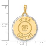 14k and White Rhodium Diamond-cut It's A Boy Pendant - Image 4