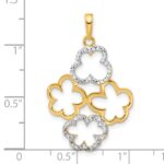 14k and White Rhodium Polished and Diamond-cut Flowers Pendant - Image 4