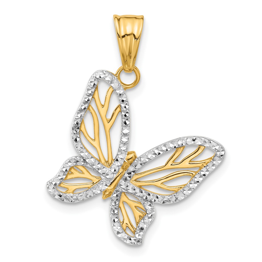C4875.jpg 14K and White Rhodium Diamond-cut Butterfly Pendant - Image 1
