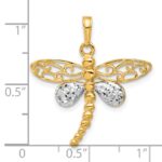 14k and White Rhodium Polished and Diamond-cut Dragonfly Pendant - Image 4