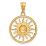14K and White Rhodium Diamond-cut Sun Pendant - Image 3