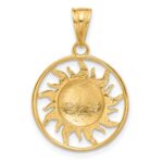 14K and White Rhodium Diamond-cut Sun Moon Stars Pendant - Image 3
