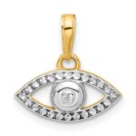 14K and White Rhodium Diamond-cut Evil Eye Pendant