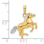 14K and White Rhodium Diamond-cut 3-D Horse Pendant - Image 5