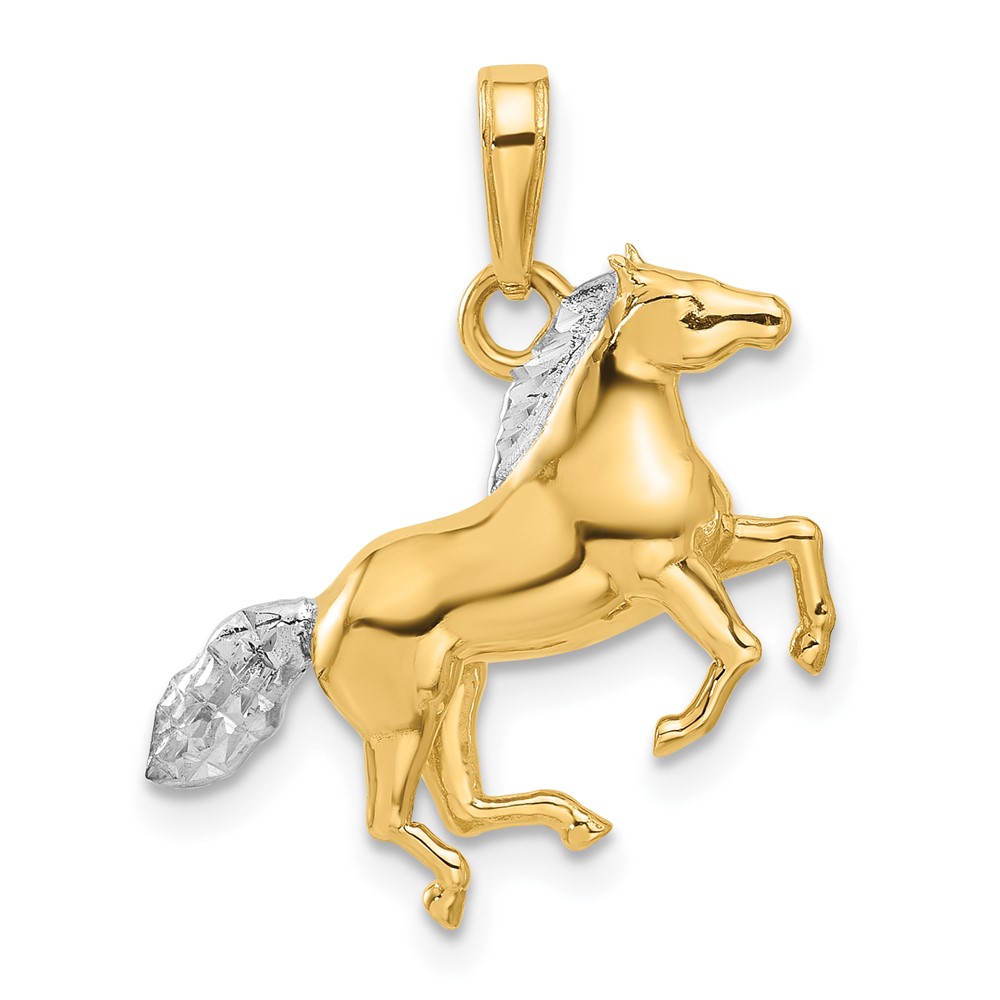C4902.jpg 14K and White Rhodium Diamond-cut 3-D Horse Pendant - Image 1