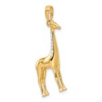 14K and White Rhodium Diamond-cut 3-D Giraffe Pendant - Image 4