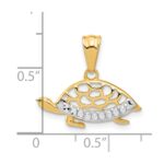 14K and White Rhodium Diamond-cut Turtle Pendant - Image 4