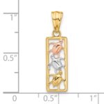 14K Two-tone with White Rhodium Polished Turtles Rectangle Pendant - Image 4
