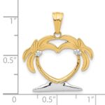 14K with White Rhodium Palm Tree Heart Pendant - Image 4