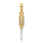 14K and White Rhodium Diamond-cut 3-D Flathead Screwdriver Pendant