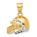 14k and White Rhodium Diamond-cut 3-D Football Helmet Pendant - Image 3