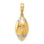 14k and White Rhodium Diamond-cut 3-D Football Pendant
