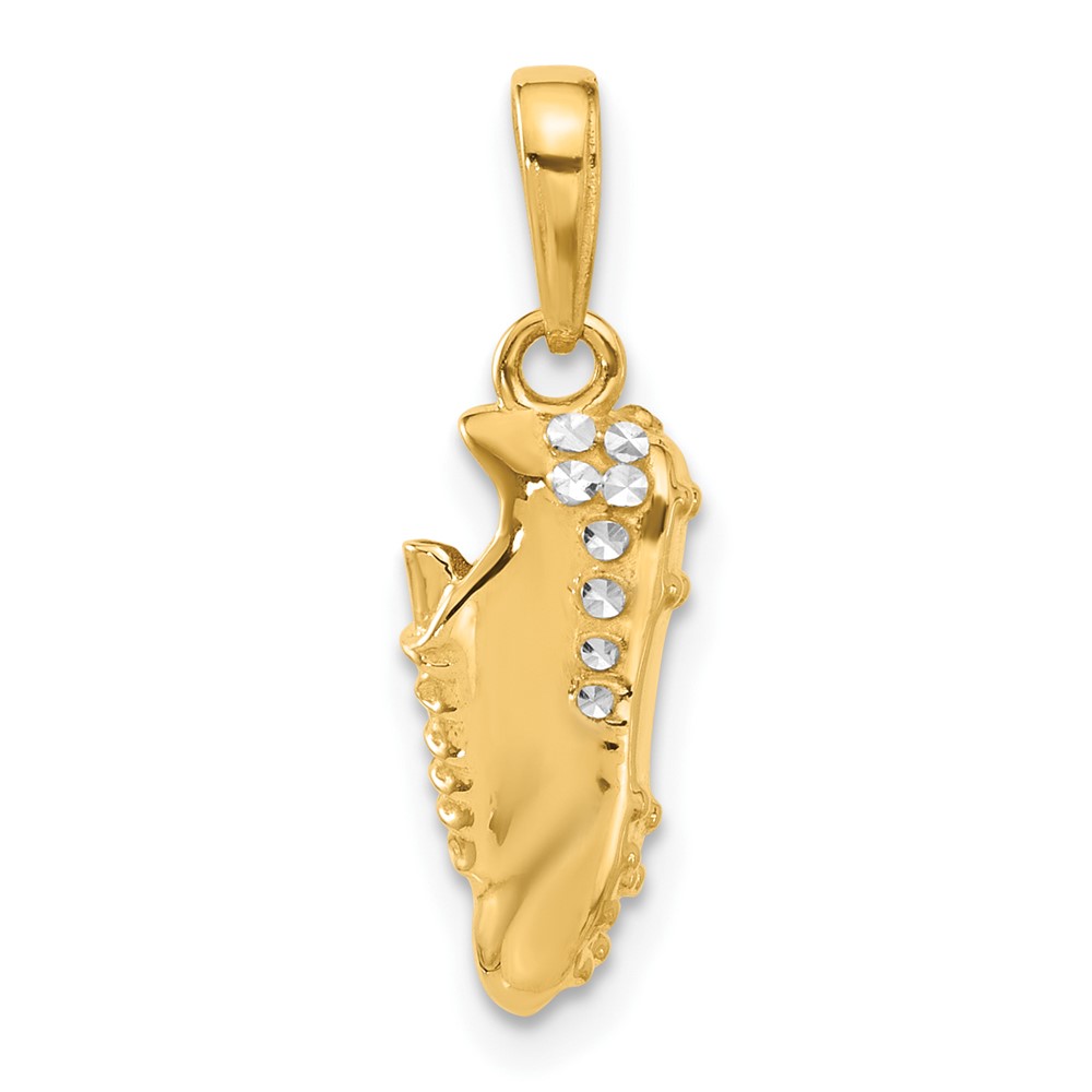 C4933.jpg 14k and White Rhodium Diamond-cut Soccer Cleat Pendant - Image 1