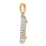 14k and White Rhodium Diamond-cut Skateboard Pendant - Image 4