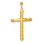14K Polished and Diamond-cut Cross Pendant - Image 3