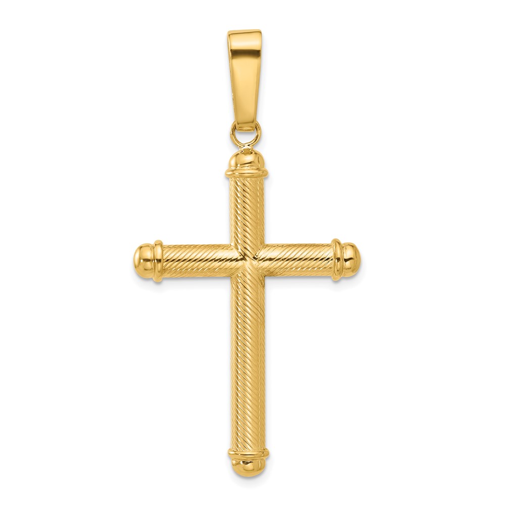 C4937.jpg 14K Polished and Textured Cross Pendant - Image 1