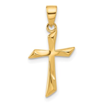 14K Polished Angled Cross Pendant