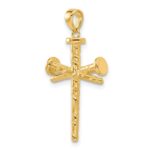14K Polished and Textured Nails Cross Pendant - Image 4
