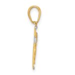 14k and White Rhodium Diamond-cut Crucifix Cross Pendant - Image 2